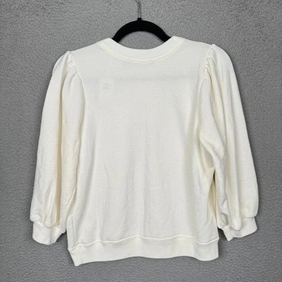 Abercrombie Sweatshirt Womens M Cream New‎ York Balloon Sleeve Crewneck Preppy - Picture 2 of 10